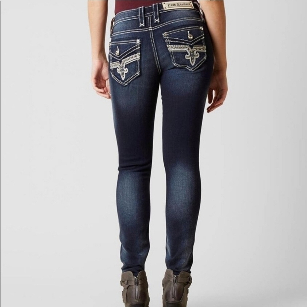 Rock Revival Lam Easy Skinny Jeans Embellished Glam Western Size 25